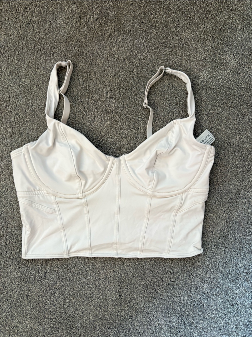 Gilly Hicks White Corset Style Crop Top with Adjustable Straps- M